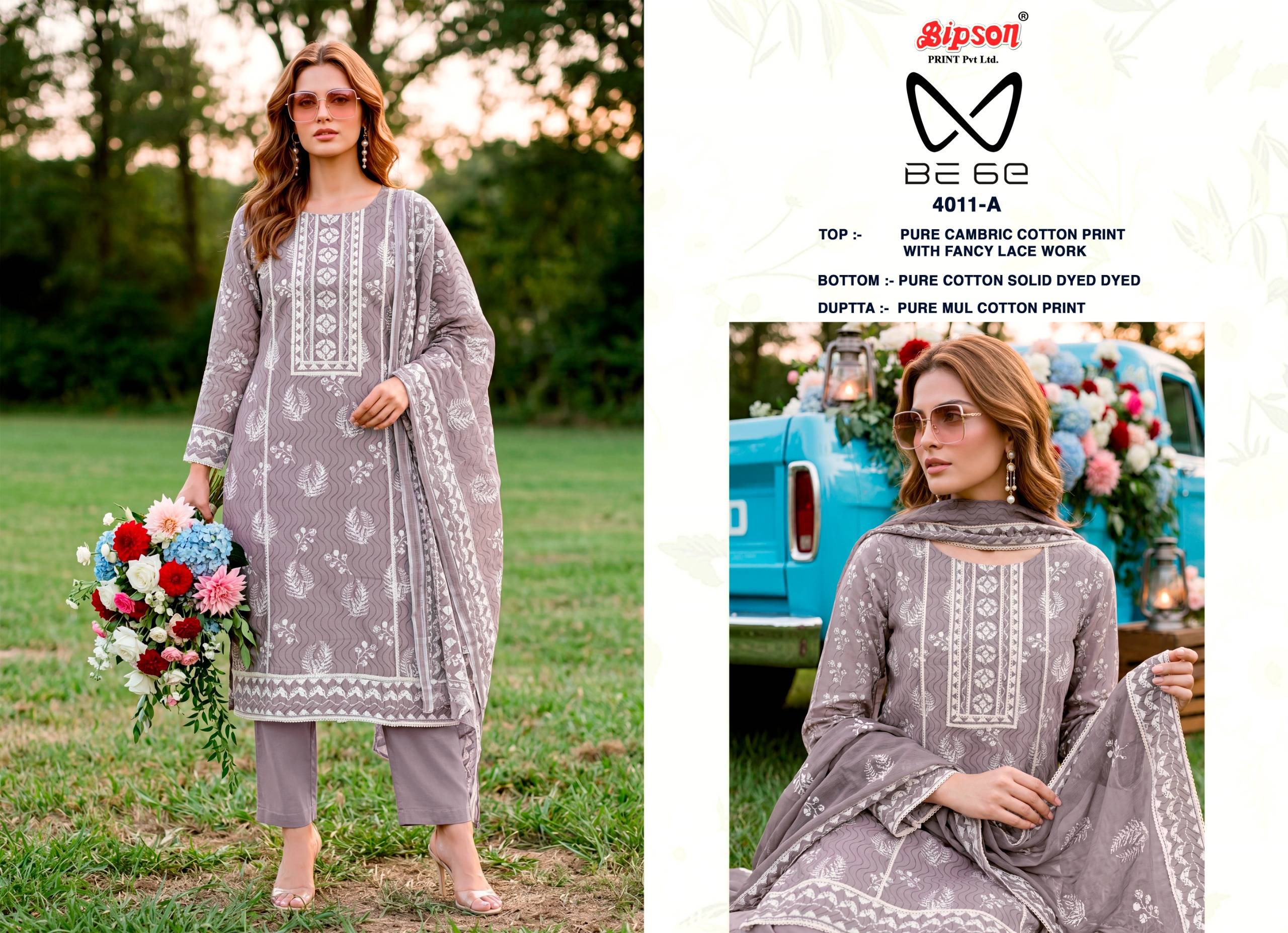 BE 6E - 4011 Series By BIPSON PRINTS Stylish Beautiful ColourfulPure Cotton Dresses At Wholesale Price